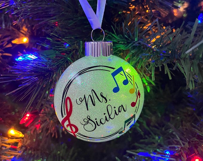 Teachers Christmas Ornament, Music Teacher, Music Note Ornament, Custom Ornament, Name Ornament, Teacher Gift, Christmas Gift,Holiday Gift