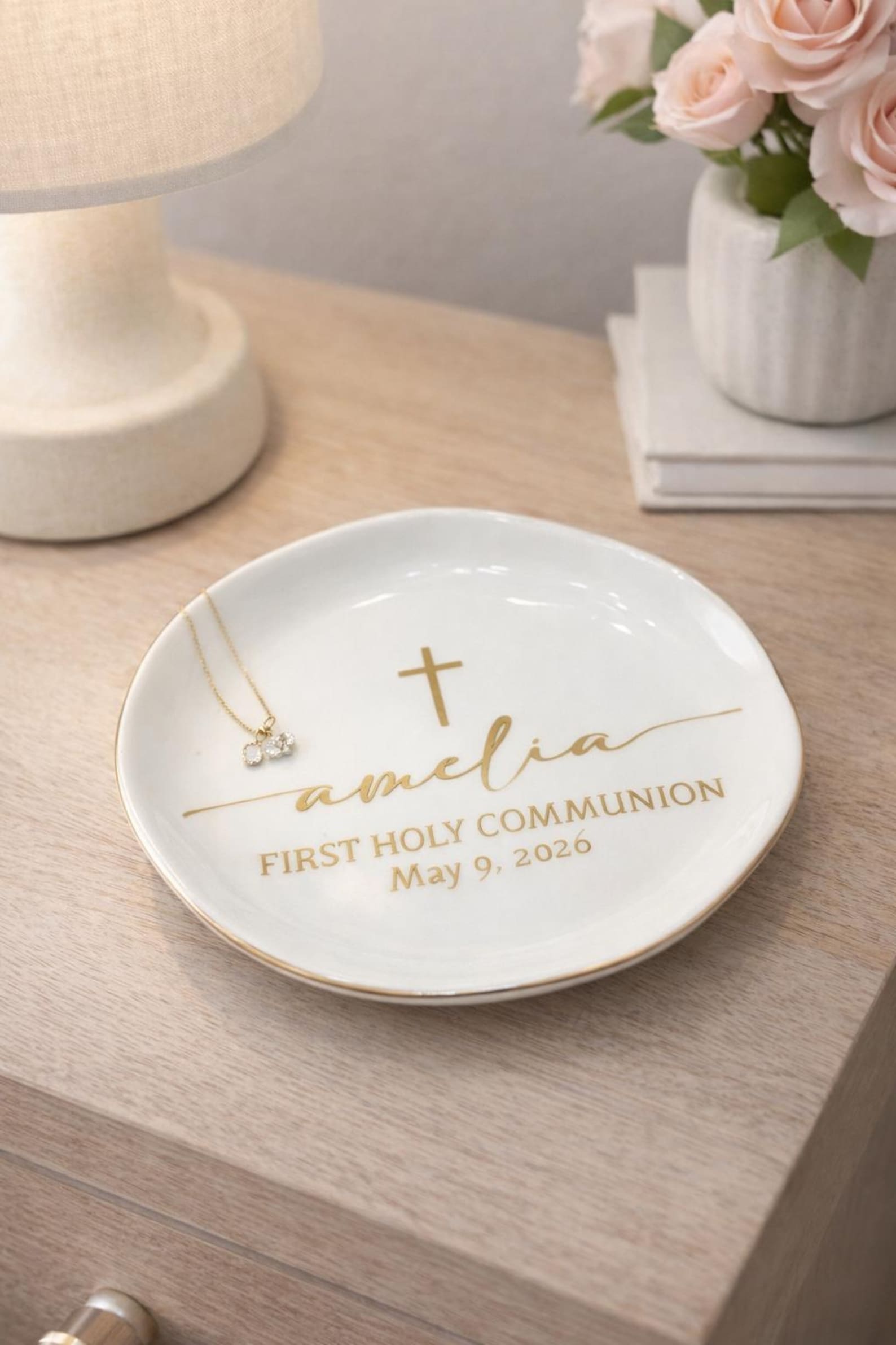 Personalized Communion Trinket Dish, First Holy Communion Gift for Girl ...