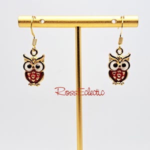 Owl Earrings in Red or Black