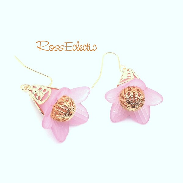 Pink Tiger Lily Drop Earrings