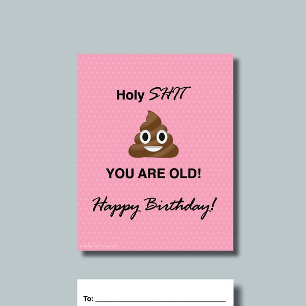 Wine Bottle Labels | Birthday Humor | Holy SHIT you are old! Happy Birthday! | DIY | Instant Download | Printable Digital File