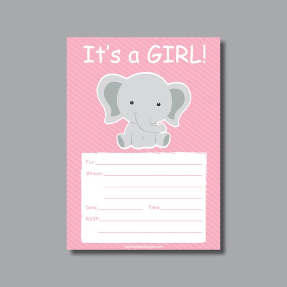 diy elephant baby shower invitations