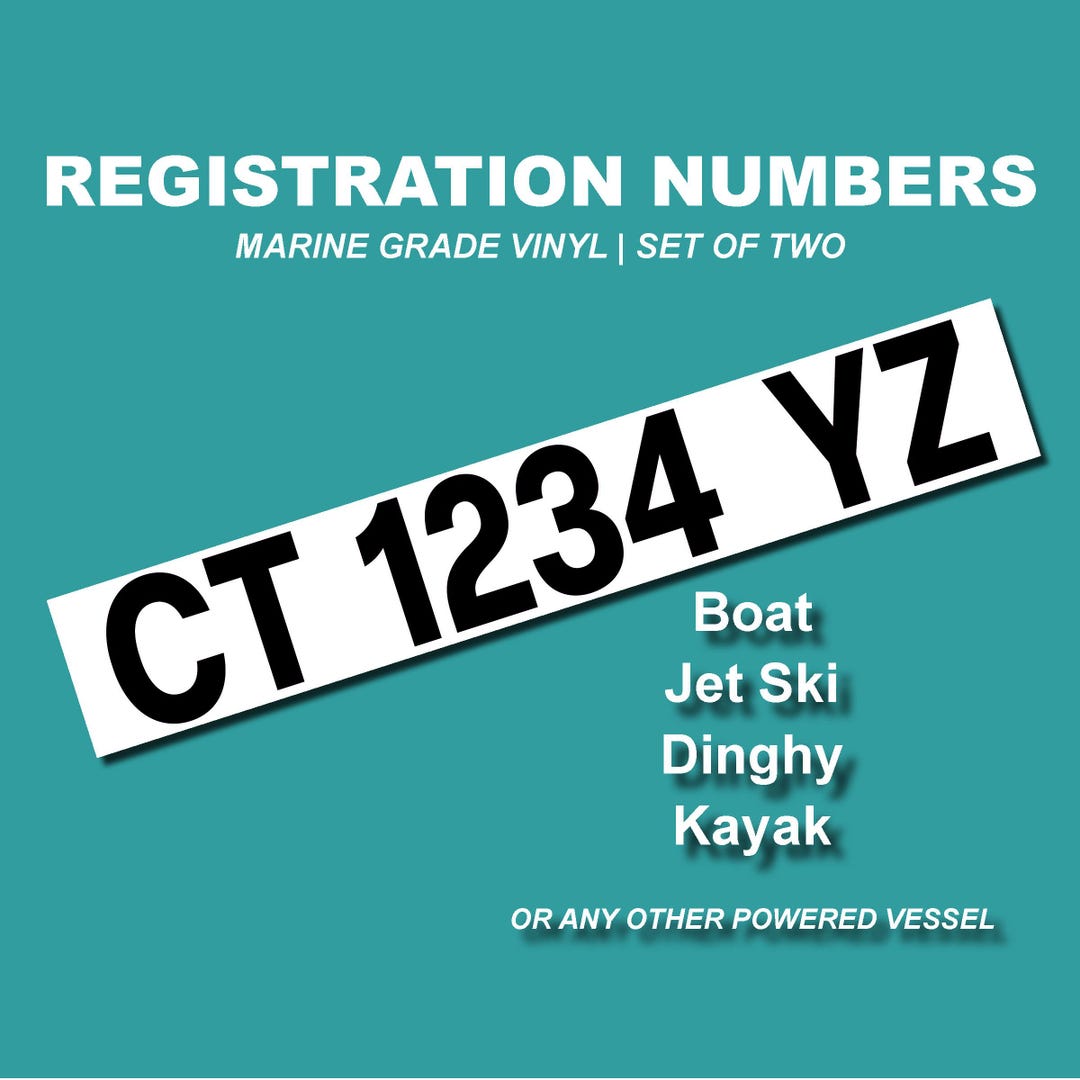 Boat Registration Numbers - Custom Vinyl Decals for Hull ID - Set of 2 ...