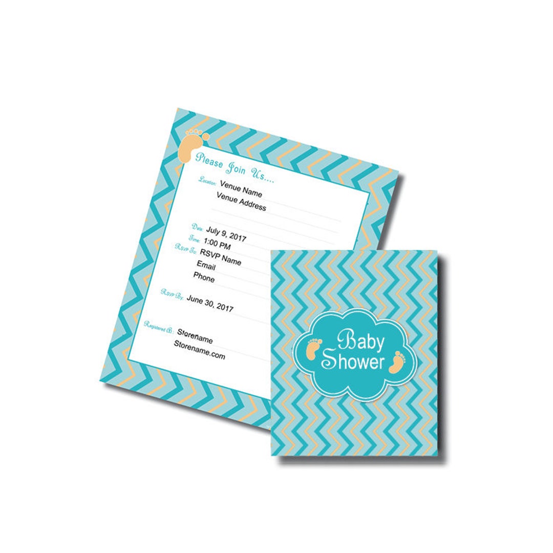 Blue Gold and White Baby Shower Invitation It's a Boy Etsy