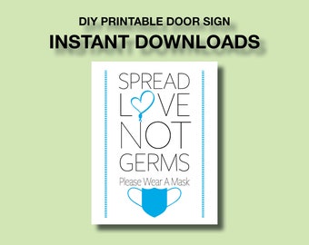 Spread Love Not Germs Printable Sign, Wedding Baby Shower Party Decor (Digital Download)