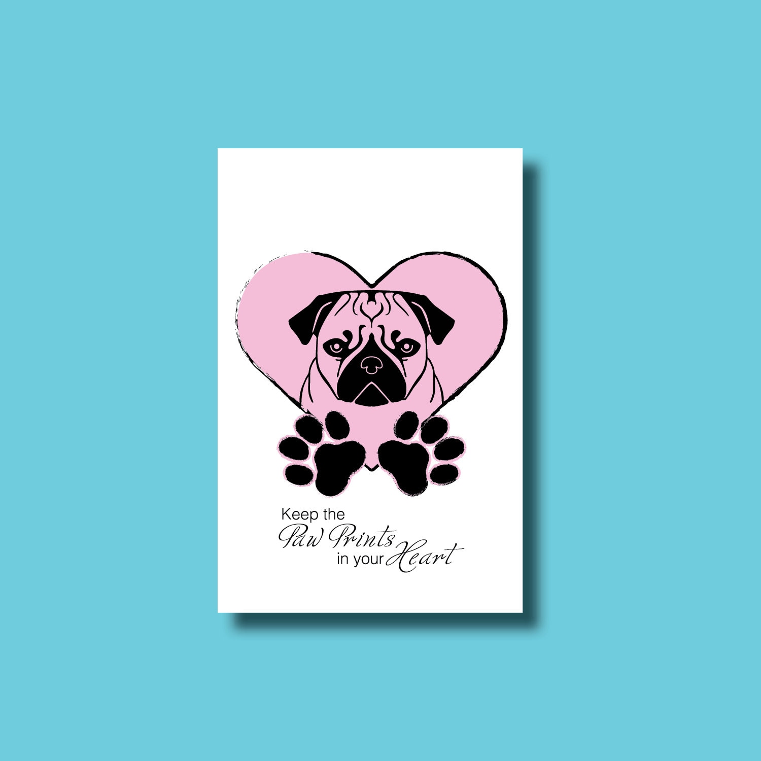 Loss of a Pug Death of a Dog Condolence Card Instant Download Printable