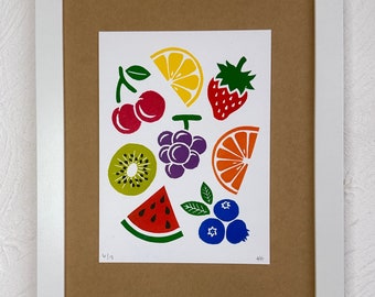 Fruit Punch Linocut Print