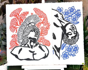 Patroclus and Achilles Linocut Print Bundle