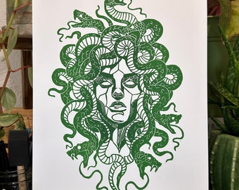 Medusa Linocut Print
