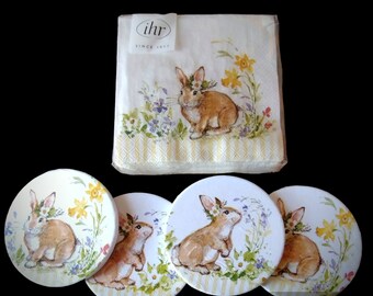 Ceramic Bunny Coasters Set of 4