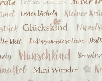 Ribjersey Welcome Baby -  Baumwollribjersey - Ribjersey Meterware - Eigenproduktion - Babystoff - DIY - Babykleidung - Babydecken