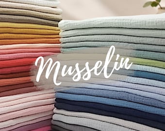 Musselin Uni - 70 Farben - 100% Baumwolle - Babydecken - Kinderstoffe - Bekleidungsstoff - Double Gauze - Baumwollstoff - DIY Stoffe