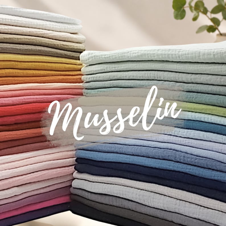 Musselin Uni - 70 Farben - 100% Baumwolle - Babydecken - Kinderstoffe - Bekleidungsstoff - Double Gauze - Baumwollstoff - DIY Stoffe