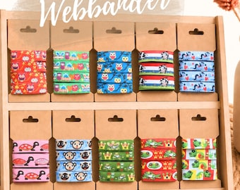 Webbänder - Stoffbänder - Tiermotive - Bänder zum Verzieren - Zierband - Schmuckbänder - Bänder für DIY Projekte - Tierband - Schültüten