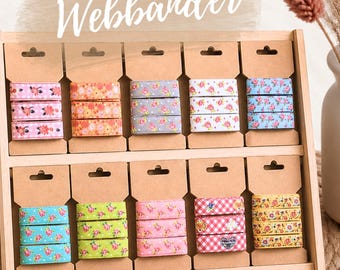 Webbänder - Stoffbänder - Blumenmotive - Schültüten - Bänder zum Verzieren - Zierband - Schmuckbänder - Bänder für DIY Projekte - Blumenband