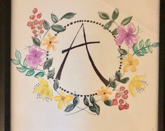 Floral Watercolor Initial