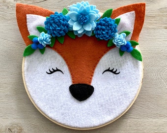 Floral Crown Fox // Woodland Theme // Nursery Decor // Woodland Baby Shower Gift