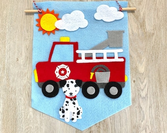 Fire Truck Banner Craft Kit // DIY Firefighter Wall Hanging // Kids Craft Kits