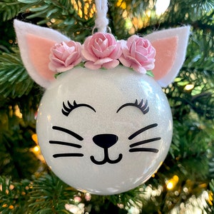 Glitter Cat Christmas Ornament // Christmas Gift for Cat Lover