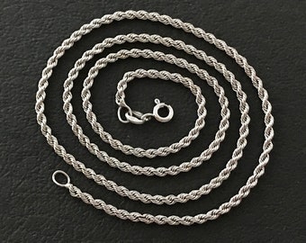 Italian Rope Chain Necklace in 18 ct White Gold - 18-inches long, 3 mm wide - Hallmarked - Gold Weight 3.1 g's