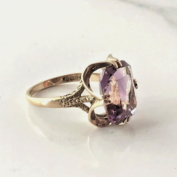 Large Amethyst Ring in 9 ct. Solid Yellow Gold - … - image 5