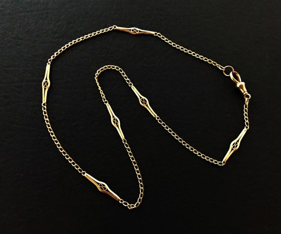 Fancy Link Chain Necklace in 18 ct Solid Yellow G… - image 1