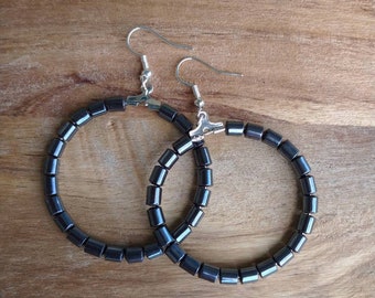 Beaded Hoops: Black