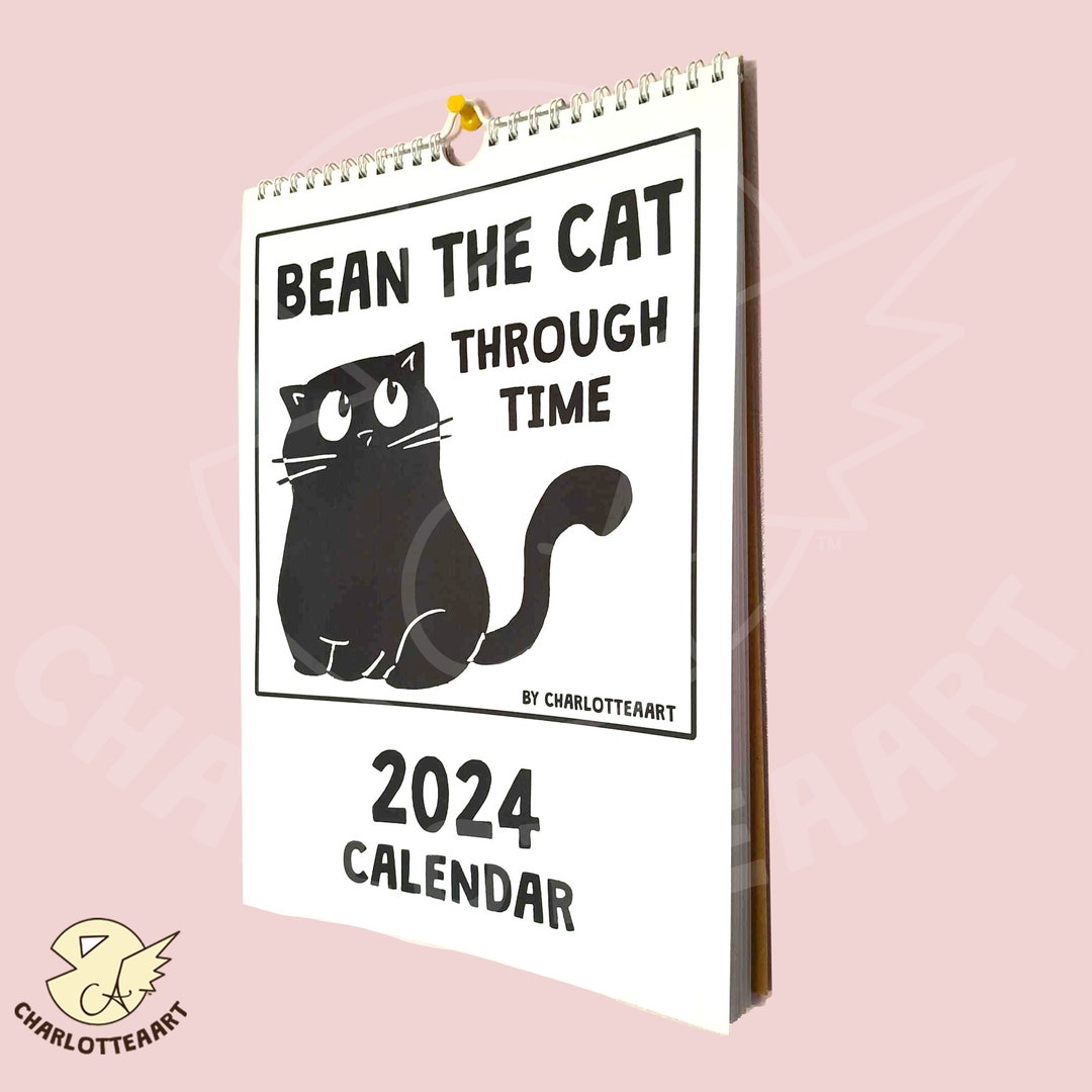 2024 Calendar Time Travelling Black Cat Calendar Etsy UK