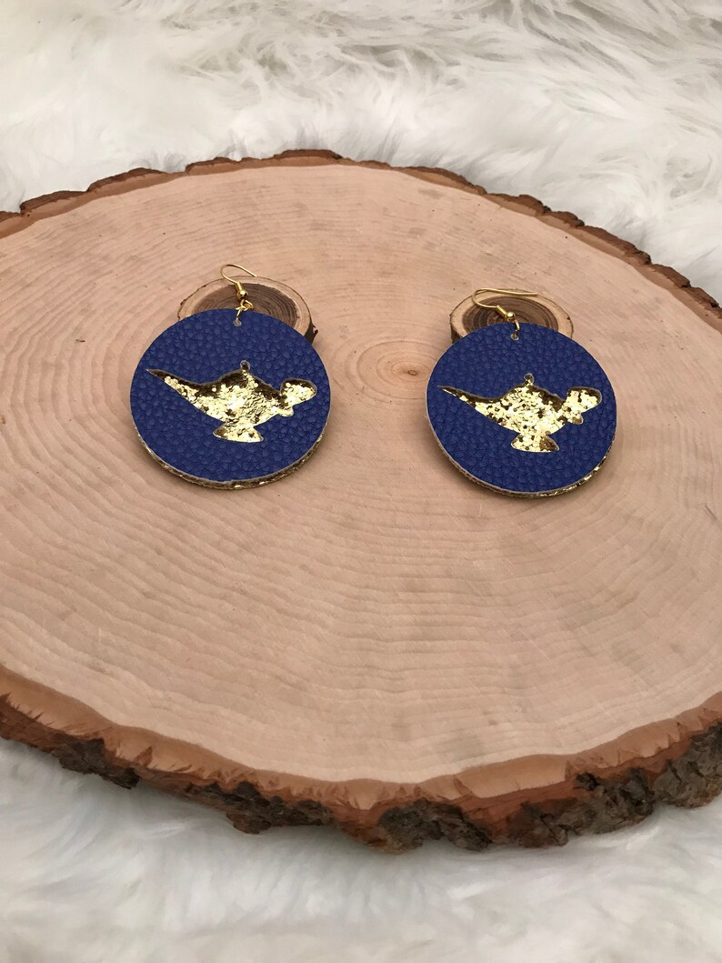 Disney Aladdin Inspired Faux Leather Earrings Genie Lamp Earrings