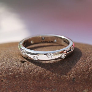 14Kt White Gold Solitaire Band 1.70 mm Round Cut DEF Color Moissanite Band Stackable Band For Wedding Anniversary Gift For Her Bridal Sets