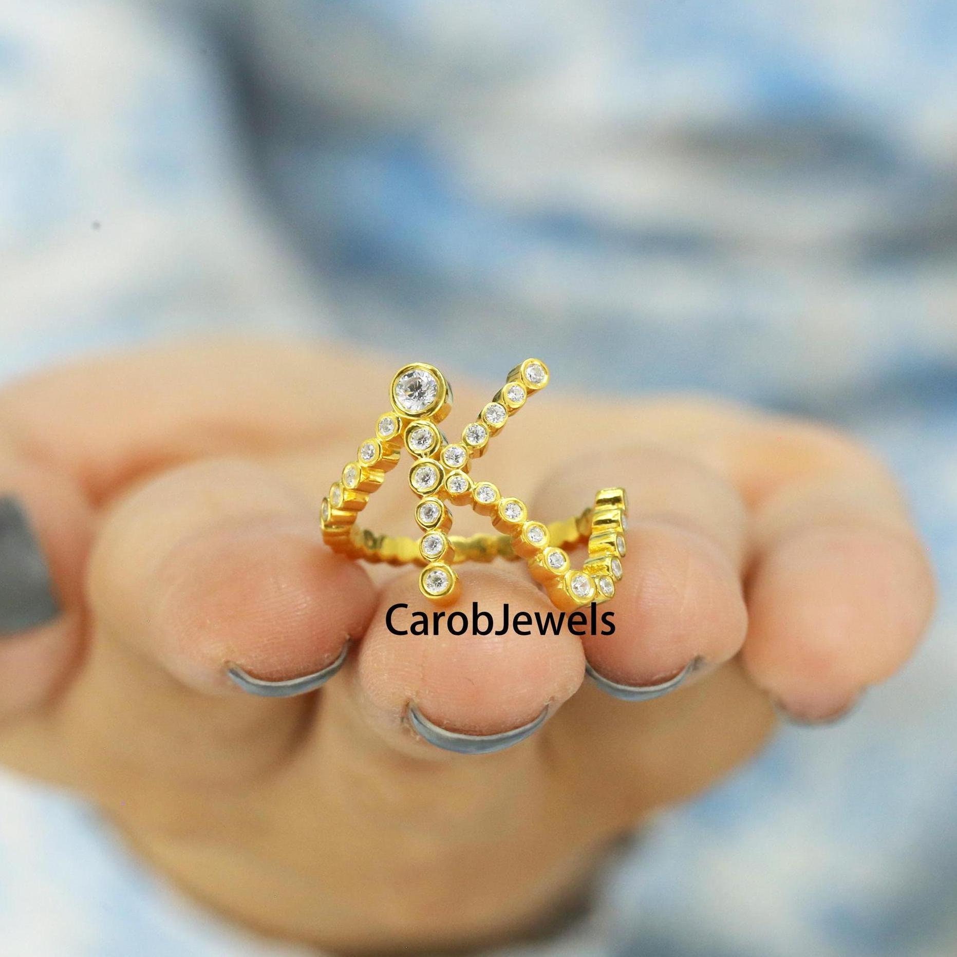 Finger Ring With K Alphabet Gold Ring Gold New Design Stone K