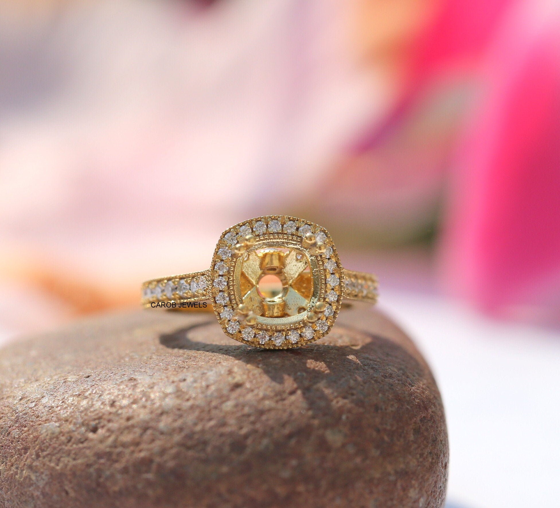 Cushion Moissanite Semi Mount Ring 7.50 Mm Stone Size Mount Etsy