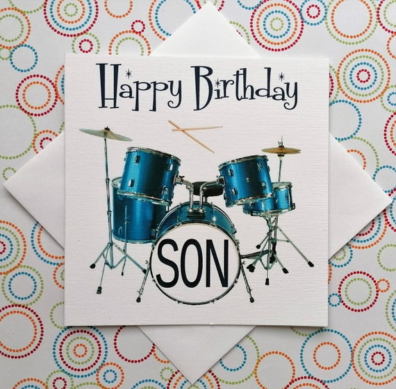 Happy Birthday Son Drums Card Etsy