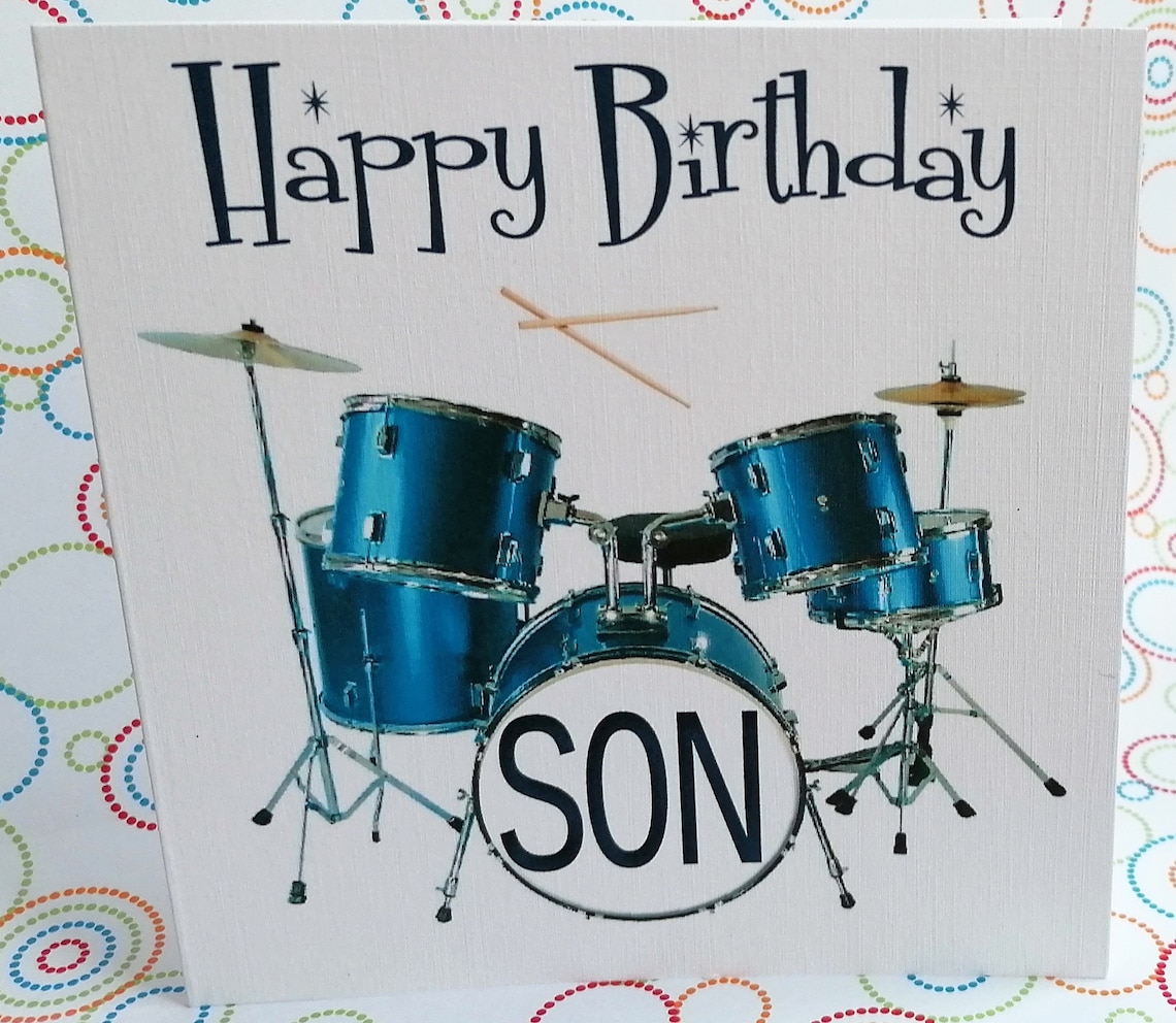 Happy Birthday Son Drums Card Etsy