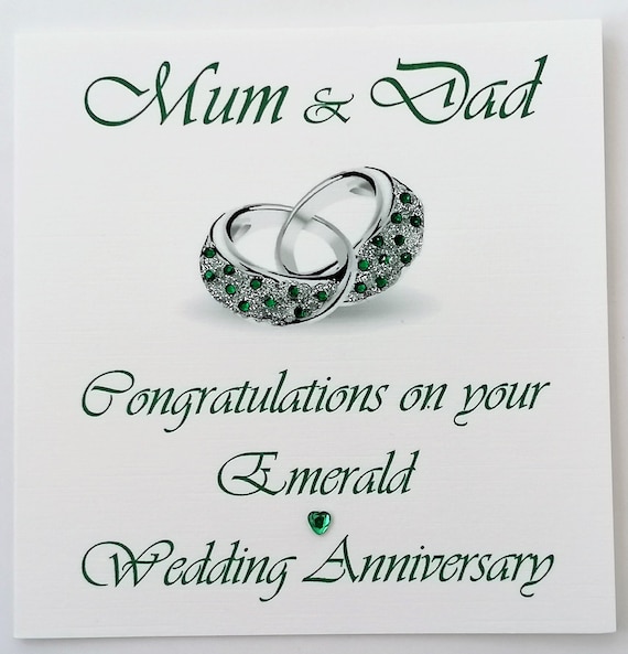 Happy Emerald Wedding Anniversary to My Mum and Dad Card Etsy