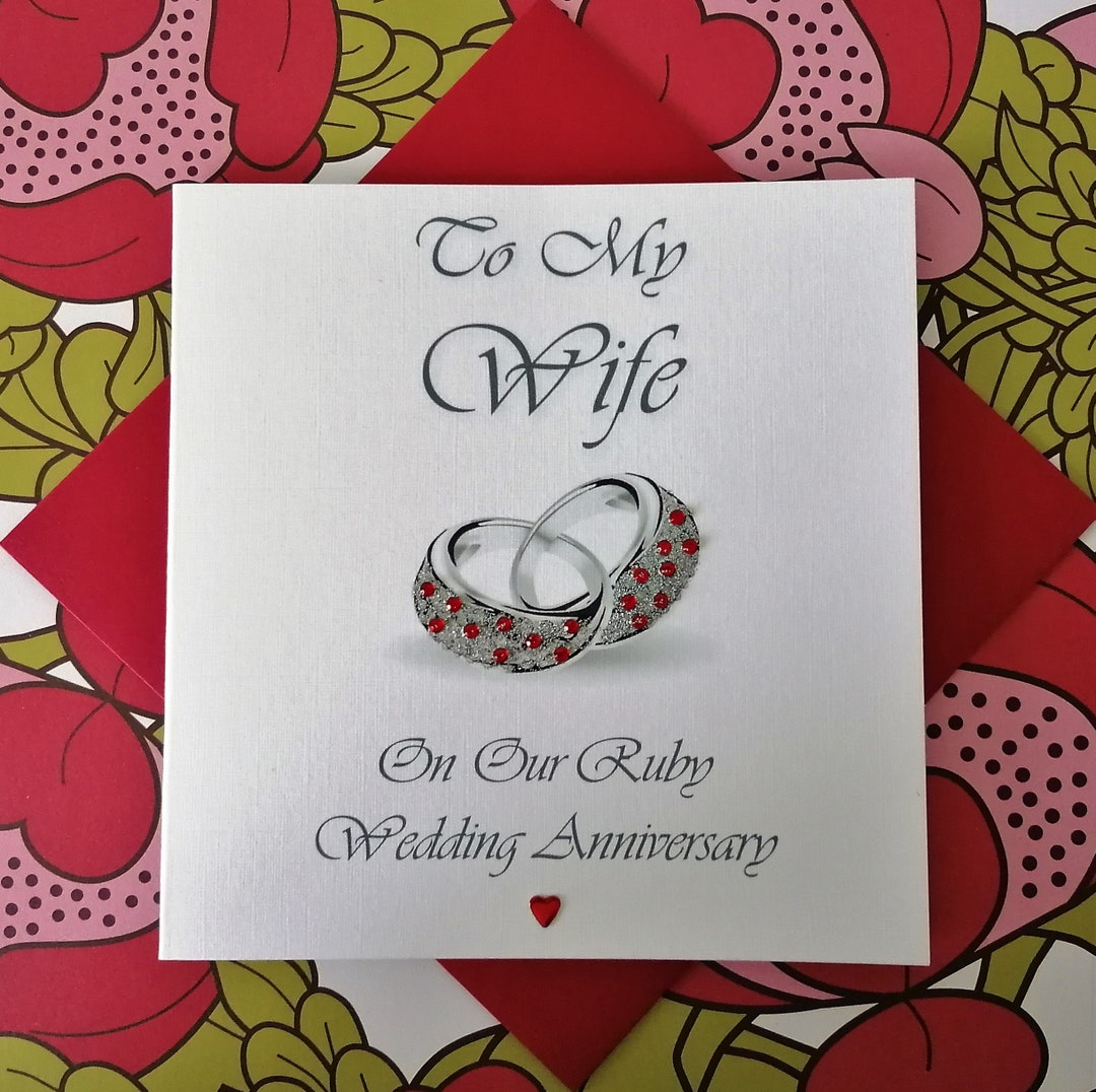 Ruby Wedding Anniversary Card to My Wife - Etsy UK