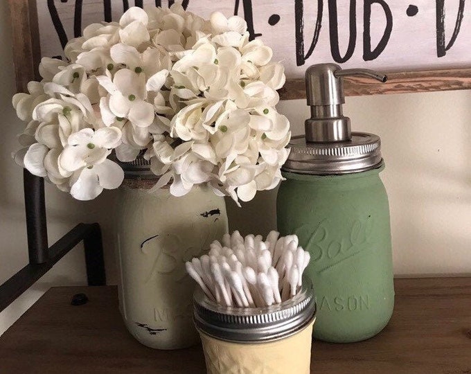 Bathroom Mason Jar Decor, Bathroom Decor, Soap Dispenser, Rustic Decor ...