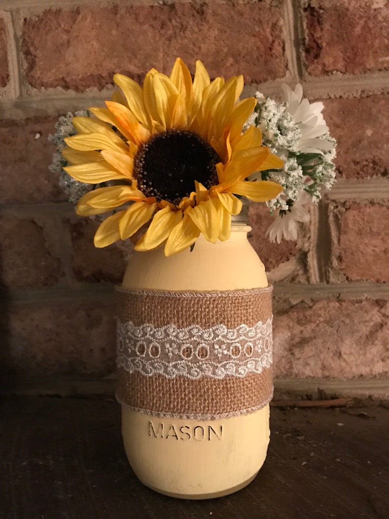 Mason Jar Sunflower Centerpieces Mason Jar Centerpieces Etsy