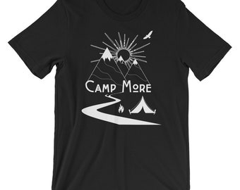 Camping Shirt: Tent & Mountain Graphic Tee - Unisex Cotton