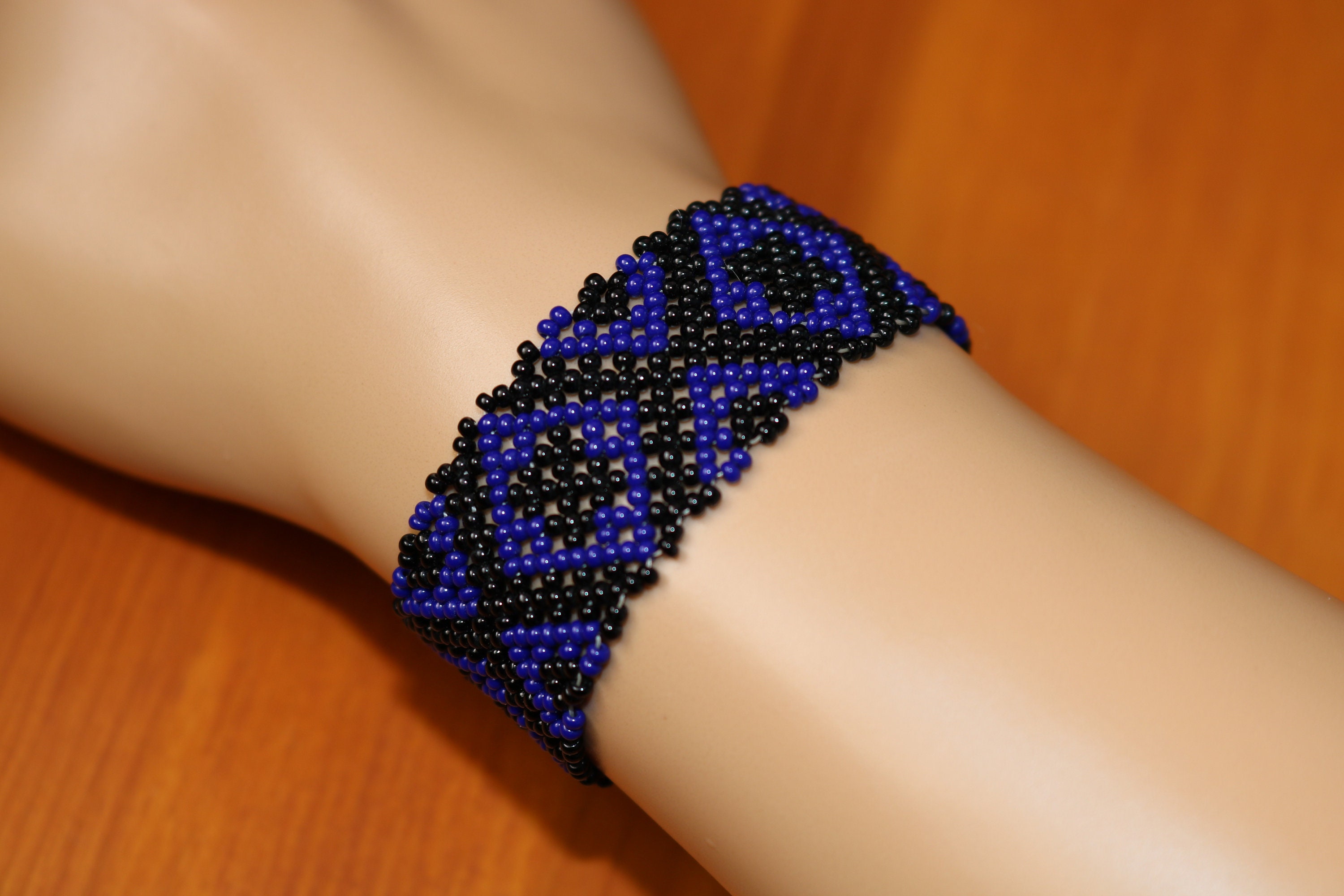 Dark Blue & Black Beaded Bracelet
