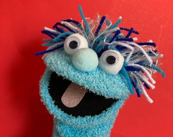 Shimmery Blue Sock Puppet