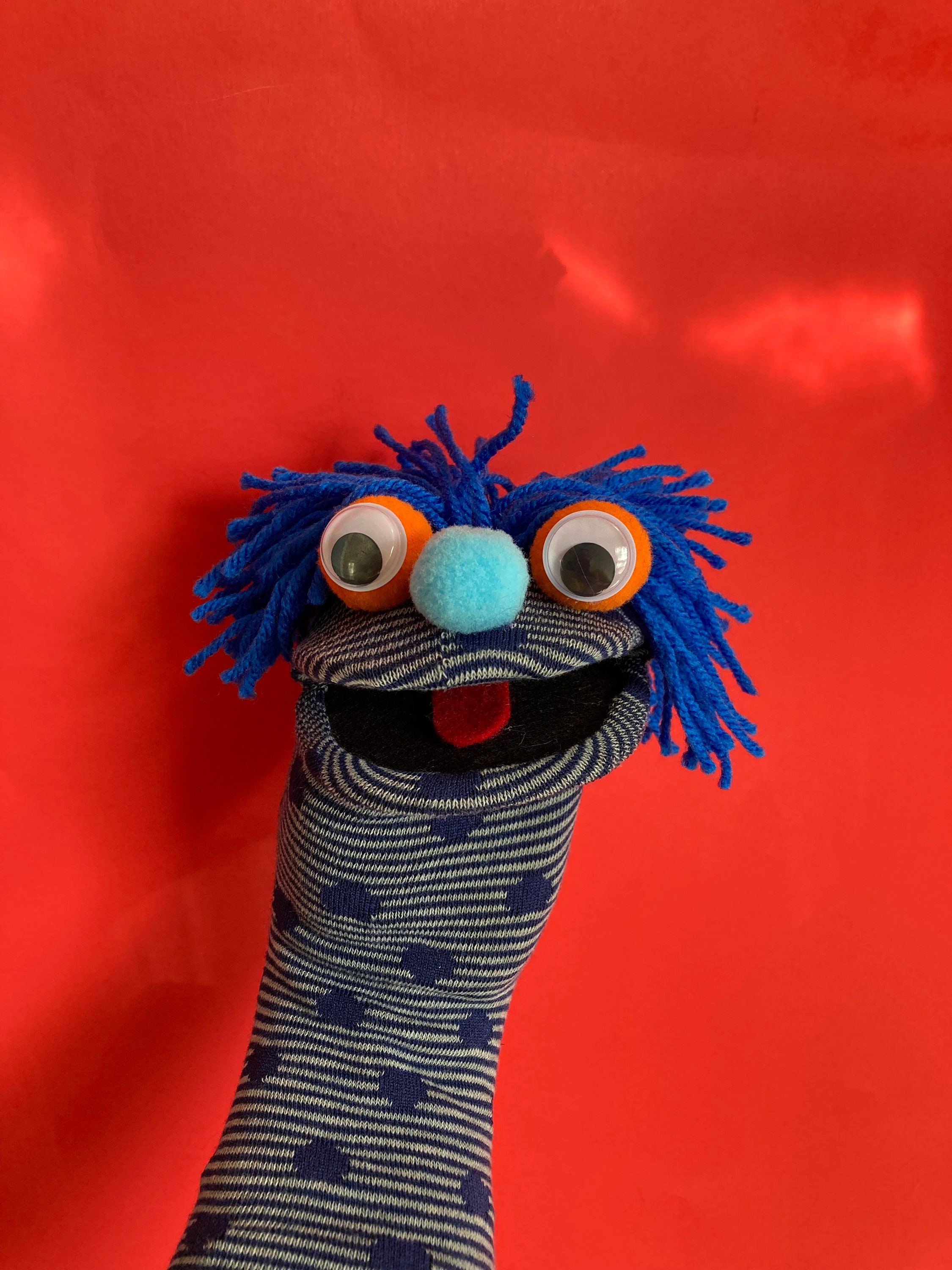 Blue Stripes N Dots Sock Puppet