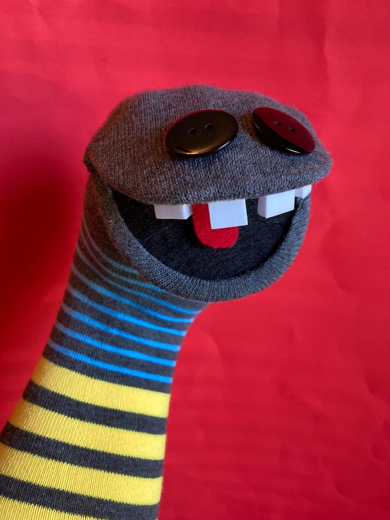 Sock Puppet Tooth Old School Striped Sock Puppet - Etsy