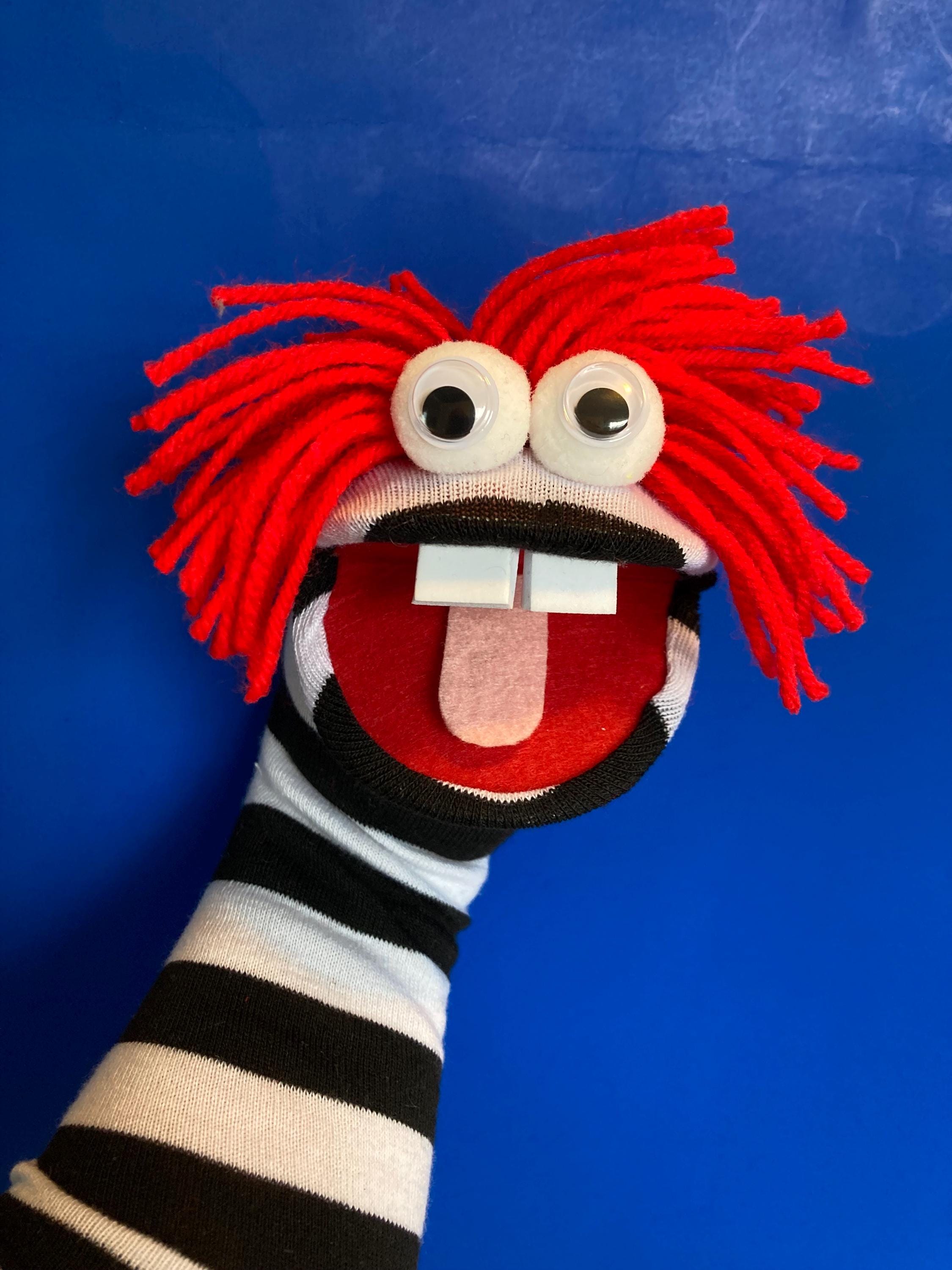 Red Two Hand Puppet Red Headed Striped Sock Puppet Hand Puppet - Etsy