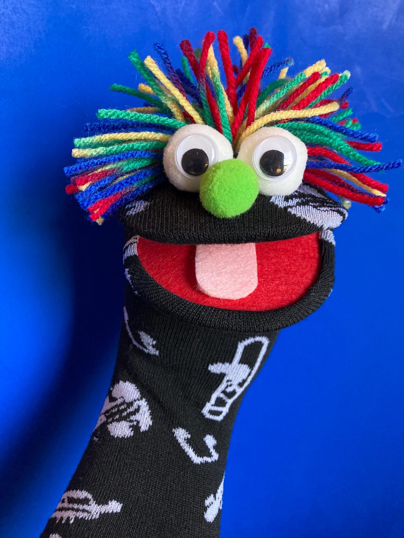 Puppet Abe Music Symbol Sock Puppet With Yarn Hair & Pompom Nose - Etsy