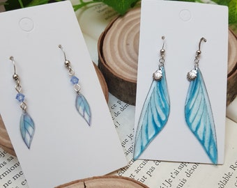 Fairy wing earrings green resin resin degraded transparent Fairy wing earrings green transparent gradient resin