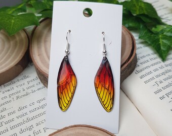 Fairy wing earrings green resin resin degraded transparent Fairy wing earrings green transparent gradient resin