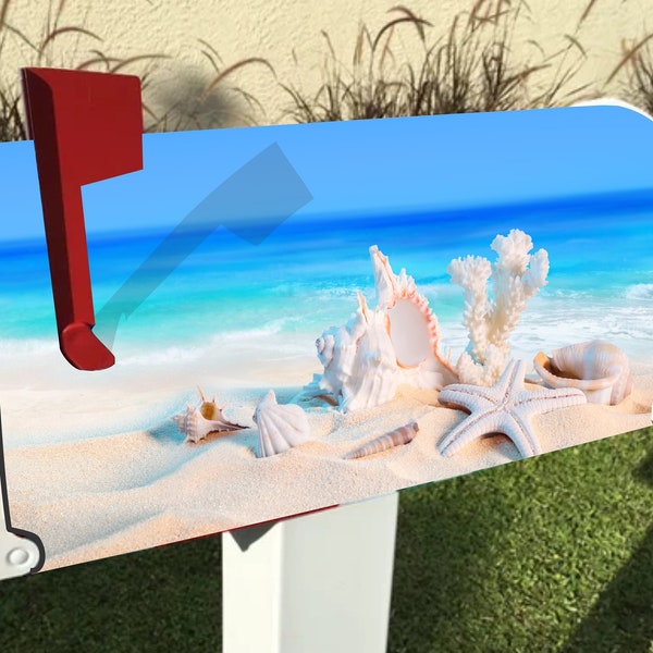 Gorgeous Beach Shells Mailbox Cover w/FREE Shipping! Magnetic or Non-Magnetic! Optional Personalization, too!