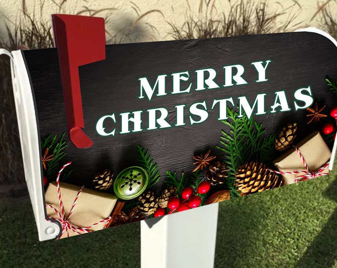 Rustic, Festive Christmas Holiday Mailbox Cover With FREE Shipping or
