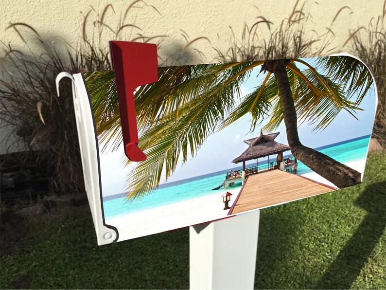 Tropical Beach Scene Mailbox Cover W/free Shipping Available